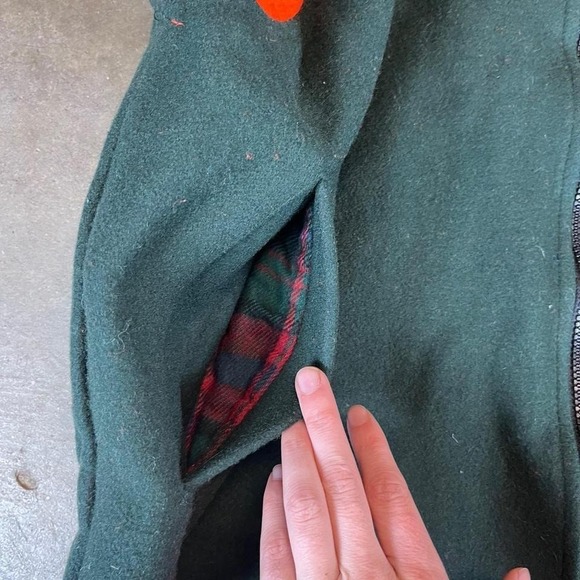 Vintage 90s hunting Green and orange reversible fleece lined vest - Picture 5 of 7